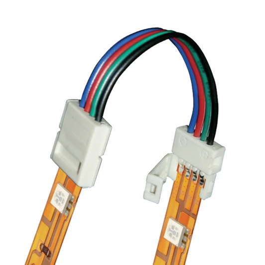 UCX-SS4/B20-RGB WHITE 020 POLYBAG Коннектор (провод) для соединения светодиодных лент 5050 RGB между собой, 4 контакта, набор 20 штук Uniel UCX-SS4/B20-RGB WHITE 020 POLYBAG