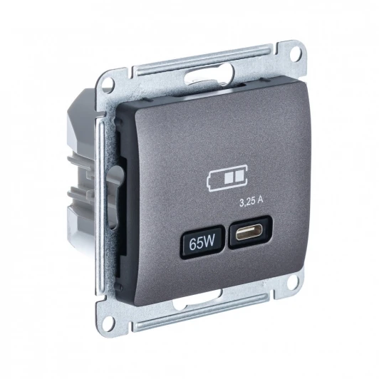 GSL001327 Розетка с быстрой зарядкой USB Type-C 65Вт (графит) Systeme Electric Glossa GSL001327