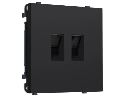 MS992110 Комплект механизма розетки Ethernet RJ-45 двойной с защитной шторкой (Черный Мягкое касание) Ambrella Volt QUANT PRO MS992110