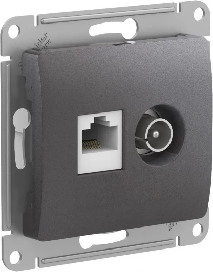 GSL001389 Розетка двойная TV+Ethernet RJ-45 (графит) Systeme Electric GSL001389