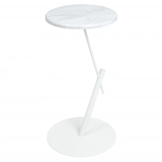 009508 Стол приставной круглый МеталлАрт М015 белый мрамор/белый Mebelik 009508