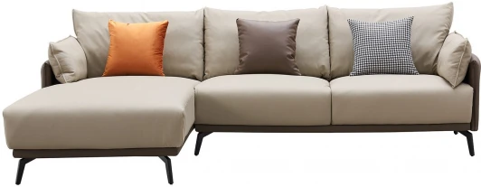 SF015LEFT BEIGE BROWN Диван ESF ELEGANTE NAPPA SF015 угловой бежевый 6615-коричневый угол левый/Кожа