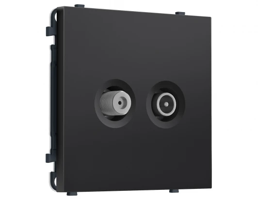 MS813310 Комплект механизма ТВ-розетки оконечной + SAT (Черный матовый) Ambrella Volt QUANT PRO MS813310