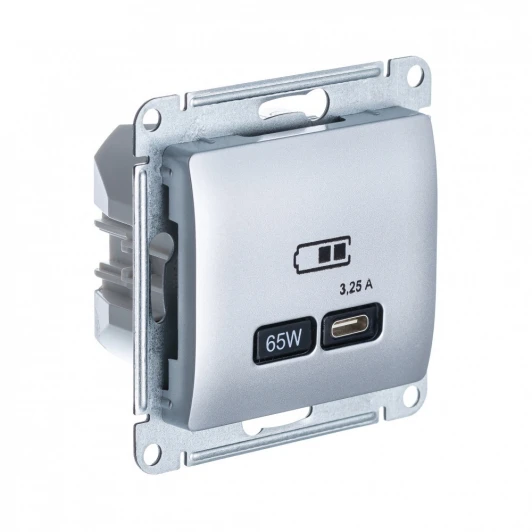 GSL000327 Розетка с быстрой зарядкой USB Type-C 65Вт (алюминий) Systeme Electric Glossa GSL000327