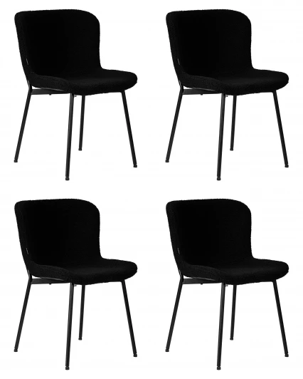 SET-4 7404-LML MILO Набор 4 шт Стул обеденный DOBRIN MILO (черные ножки, черный букле (UF992-12))