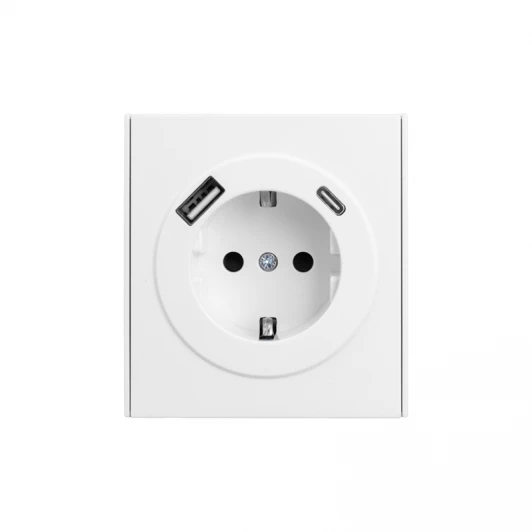 KR-78-0704-4 Розетка 1-ая с/з с/у з/ш 16А с USB A+C быстрой зарядки 5В/3А жемчуг Kranz Strong KR-78-0704-4