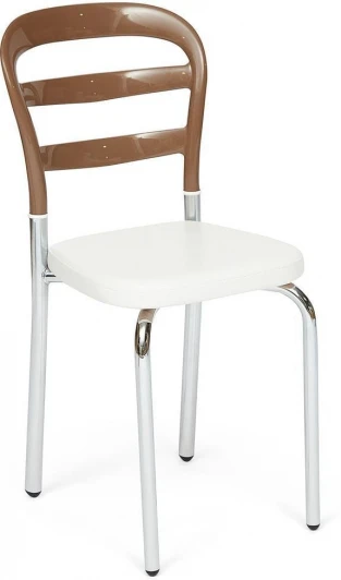 13316 Обеденный стул Tetchair Izmir (Mod.10) (Металл,Пластик,Экокожа /Белый,Коричневый) 13316