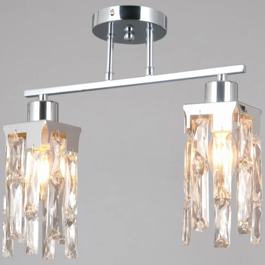 IL3601-2CSQ-26 CR DS Потолочная люстра хрустальная на штанге ILLUMICO IL3601-2CSQ-26 CR DS