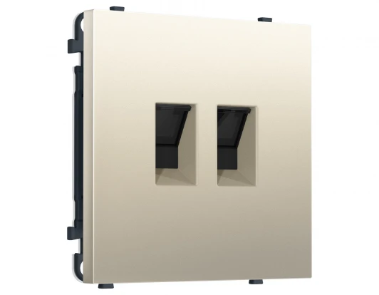 MS552110 Комплект механизма розетки Ethernet RJ-45 двойной с защитной шторкой (Шелк) Ambrella Volt QUANT PRO MS552110
