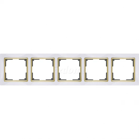 WL03-Frame-05-white-GD Рамка на 5 постов Werkel Snabb, белый с золотом