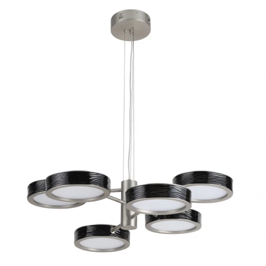 5451/99LB Подвесна люстра светодиодная Odeon Light Riviera 5451/99LB черный/никель/металл/керамика/акрил LED 99W 2000К/3000K/4000K
