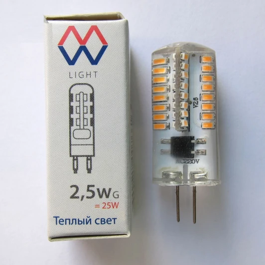 LBMW0403 Лампочка светодиодная G4 2,5 Вт 185 lm 2700K теплое мягкее свечение MW-Light Smd LBMW0403