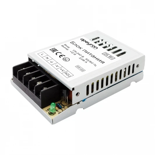 03-02 Блок питания 12В, 25 Вт, IP20, 2А, металл Apeyron 03-02