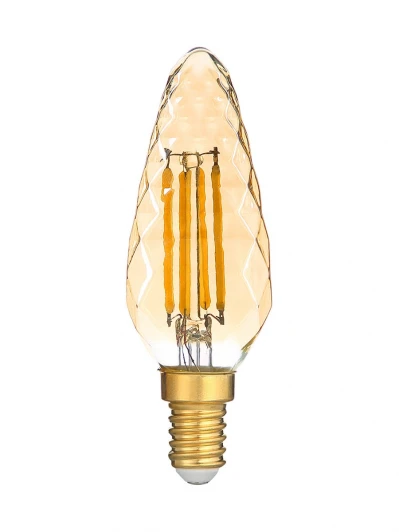 HL-2215 Лампочка светодиодная филаментная прозрачная/бежевая свеча E14 6W Hiper Deco HL-2215
