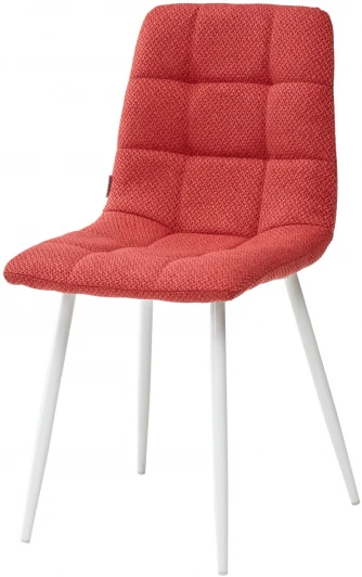 UDC7094TRF04WHT Обеденный стул M-City CHILLI TRF-04 красный, ткань / белый каркас