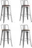 УТ000038380 Стул барный TOLIX WOOD со спинкой серебристый матовый 4 шт Stool Group (арт.УТ000038380)