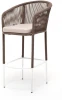 MAR-BCH-st001 W Mua brown(beige052) "Марсель" стул барный плетеный из роупа, каркас из стали белый муар, роуп коричневый круглый, ткань бежевая 052 4SIS арт.УТ-00008234