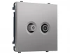 MS513310 Комплект механизма ТВ-розетки оконечной + SAT (Сталь матовый) Ambrella Volt QUANT PRO MS513310
