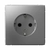 GAL000945 Розетка с заземлением и шторками (сталь) Systeme Electric GAL000945