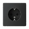 GAL001045 Розетка с заземлением и шторками (карбон) Systeme Electric GAL001045