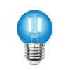LED-G45-5W/BLUE/E27 GLA02BL картон Лампочка светодиодная шар синяя E27 5W Uniel LED-G45-5W/BLUE/E27 GLA02BL