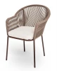 LIO-CH-st001 RAL8016 Mua brown(beige15052) "Лион" стул плетеный из роупа, каркас из стали коричневый (RAL8016) муар, роуп коричневый круглый, ткань бежевая 15052 4SIS УТ-00011787