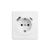 KR-78-0704-1 Розетка 1-ая с/з с/у з/ш 16А с USB A+C быстрой зарядки 5В/3А перламутр Kranz Round KR-78-0704-1