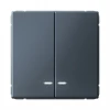 GAL000753 Выключатель двухклавишный с подсветкой (грифель) Systeme Electric GAL000753