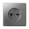 GAL000945S Розетка с заземлением и шторками (сталь) Systeme Electric GAL000945S