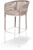 MAR-BCH-st001 W Mua beige(beige052) "Марсель" стул барный плетеный из роупа, каркас из стали белый муар, роуп бежевый круглый, ткань бежевая 052 4SIS арт.УТ-00008280
