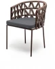 DIE-CH-st001 RAL8016 Mua brown(gray) "Диего" стул плетеный из роупа, каркас из стали коричневый (RAL8016) муар, роуп коричневый круглый, ткань серая 4SIS арт.УТ-00004925