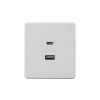 KR-78-0734-1 Розетка USB-A+Type-C 3А с функцией быстрой зарядки перламутр Kranz Round KR-78-0734-1