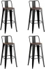 УТ000038376 Стул барный TOLIX WOOD со спинкой черный глянцевый 4 шт Stool Group (арт.УТ000038376)