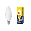 LED-C37-9W/WW/E14/FR/NR картон Лампочка светодиодная свеча белая E14 9W 3000K Volpe LED-C37-9W/WW/E14/FR/NR