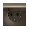 GAL000646 Розетка с заземлением, шторками и крышкой (мокко) Systeme Electric GAL000646