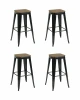 УТ000042402 Стул барный TOLIX черный глянцевый + темное дерево KD 4 шт. Stool Group УТ000042402