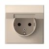 GAL001246 Розетка с заземлением, шторками и крышкой (песочный) Systeme Electric GAL001246