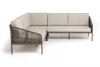 KAN-MS-001 RAL8016 Mua brown(beige15052) "Канны" диван модульный плетеный из роупа, каркас алюминий коричневый (RAL8016) муар, роуп коричневый круглый, ткань бежевая 15052 4SIS УТ-00010530