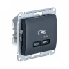 GSL000727 Розетка с быстрой зарядкой USB Type-C 65Вт (антрацит) Systeme Electric Glossa GSL000727
