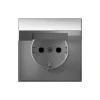 GAL000346S Розетка с заземлением, шторками и крышкой (алюминий) Systeme Electric GAL000346S