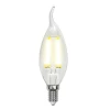 LED-CW35-7,5W/WW/E14/CL GLA01TR картон Лампочка светодиодная свеча на ветру прозрачная E14 7,5W 3000K Uniel LED-CW35-7,5W/WW/E14/CL GLA01TR