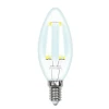 LED-C35-9W/4000K/E14/CL PLS02WH картон Лампочка светодиодная свеча прозрачная E14 9W 4000K Uniel LED-C35-9W/4000K/E14/CL PLS02WH