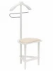 007820 *Вешалка костюмная с сиденьем В 26Н белый/экокожа бежевый Mebelik 007820
