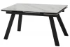 480M06052 Стол МОРИС-2 140 цвет БЕЛЫЙ МРАМОР АКТИВНЫЙ, керамика / Черный каркас M-City 64593