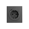 KR-78-0704-6 Розетка 1-ая с/з с/у з/ш 16А с USB A+C быстрой зарядки 5В/3А графит Kranz Strong KR-78-0704-6