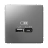 GAL000929 Розетка с быстрой зарядкой USB Type A+С 45Вт (сталь) Systeme Electric GAL000929