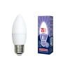 LED-C37-9W/DW/E27/FR/NR картон Лампочка светодиодная свеча белая E27 9W 6500K Volpe LED-C37-9W/DW/E27/FR/NR