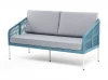 KAN-S-2-001 RAL7035 Mua blue(H-gray) "Канны" диван 2-местный плетеный из роупа, каркас алюминий светло-серый (RAL7035) муар, роуп бирюзовый круглый, ткань светло-серая 4SIS арт.УТ-00007843