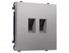 MS512110 Комплект механизма розетки Ethernet RJ-45 двойной с защитной шторкой (Сталь матовый) Ambrella Volt QUANT PRO MS512110