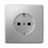 GAL000345S Розетка с заземлением и шторками (алюминий) Systeme Electric GAL000345S
